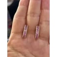 thumbnail image 2 of Gems Jewels 14K White Gold Plated 2 Ct Round Cut Pink Sapphire Hoop Earring's 925 Sterling Silver For Women's, 2 of 2
