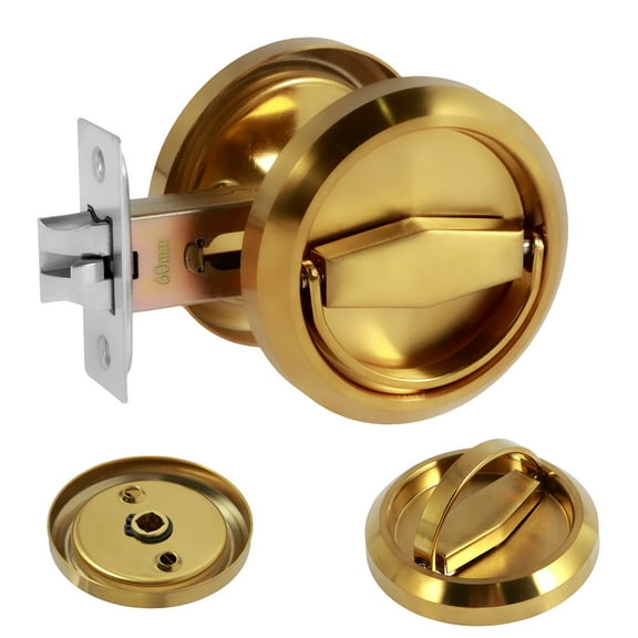 Round Recessed Door Lock 304 Stainless Steel Hidden Recessed Cup Door Handle Keyless Recessed Door Pull Latch Knob Round Embedded Concealed Door Pull for Bathroom Bedroom