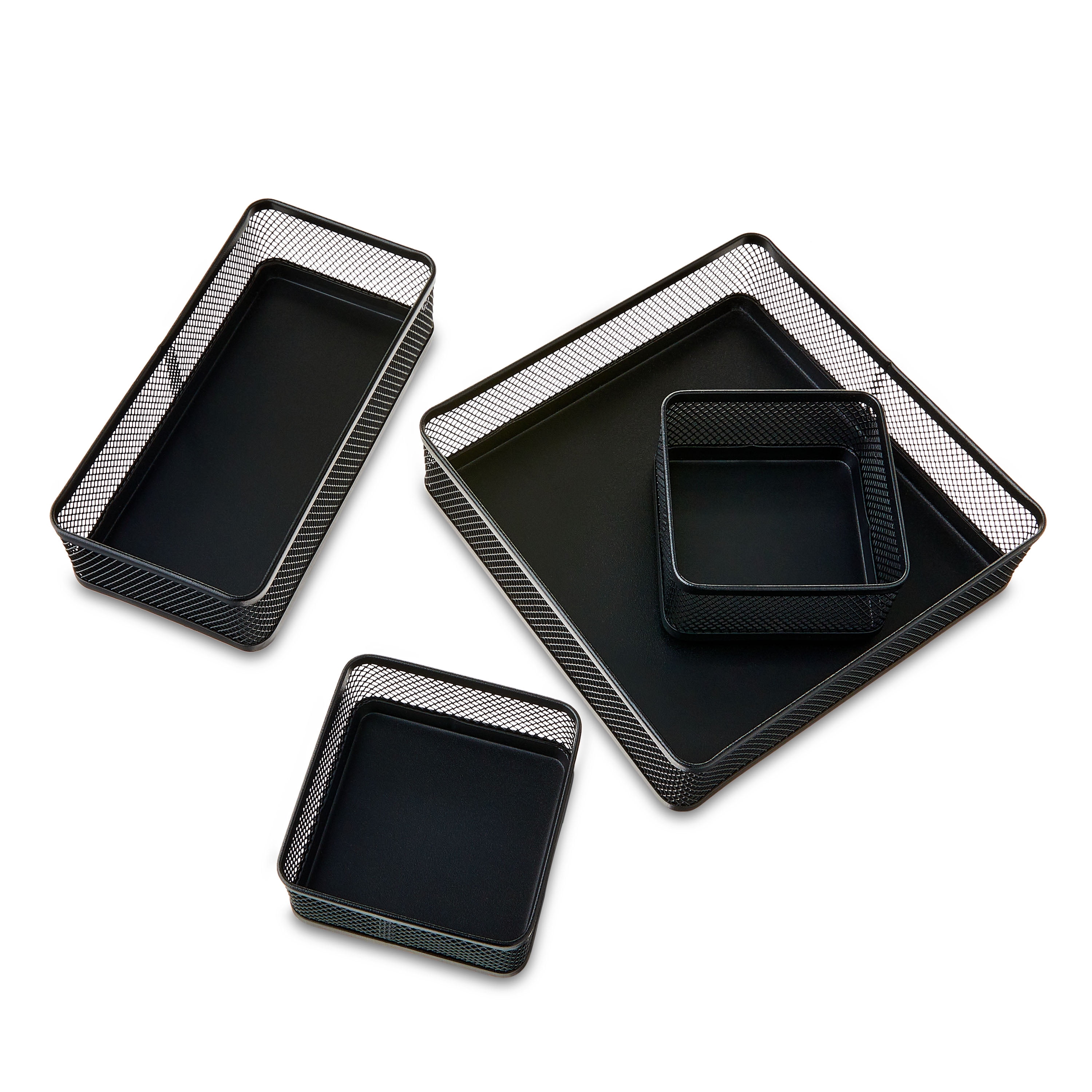 (2 pack) Pen+Gear Metal Desk Organizer Set, Black, 4 Pieces