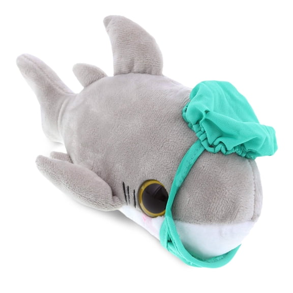 DolliBu Big Eye Shark Doctor Plush Toy - Super Soft Shark Doctor Stuffed Animal Dress Up with Cute Scrub Uniform & Cap Outfit - 6" Inches