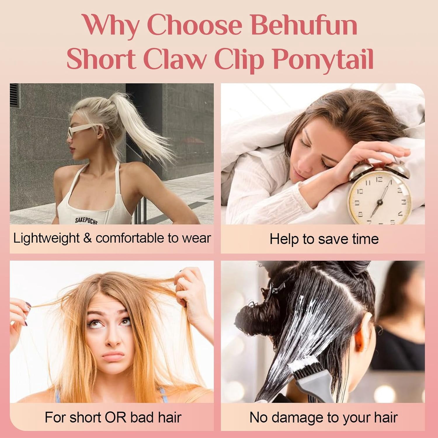 Ponytail Extension,  14" Short Claw Clip in Ponytail Straight for Short Hair Multi-Layered Fake Pony Tails Hair Extensions Heat-Resistant Hair Extensions Warm