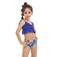 thumbnail image 4 of Faithtur Parent-Child Matching Swimsuit Mother Girl V-neck Ruffle Hem Sleeveless Backless Tie-Up Sling Tops + Printing Shorts, 4 of 9