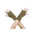 thumbnail image 1 of Guantes de punto sin dedos de longitud de muñeca para mujer INSPIRE CHIC, de punto corto, otoño e invierno, talla única, marrón café, 1 of 6