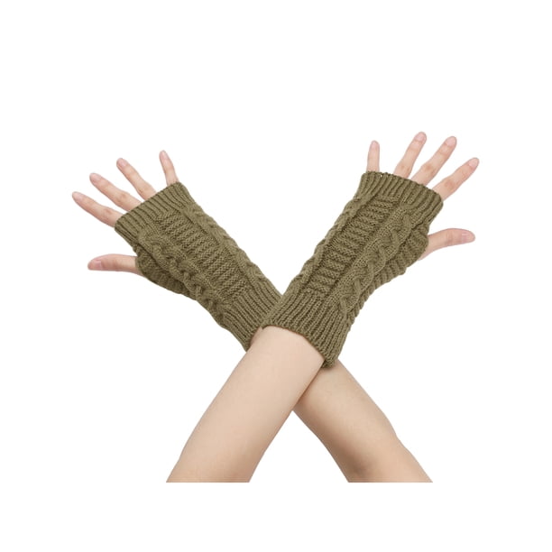 Guantes de punto sin dedos de longitud de muñeca para mujer INSPIRE CHIC, de punto corto, otoño e invierno, talla única, marrón café