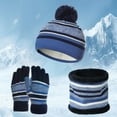 thumbnail image 6 of NUZYZ 1 Set Thicken Knitting Hat Scarf Gloves Stretchy Autumn Winter Stripe Knit Cap Scarf Gloves for Kids, 6 of 8
