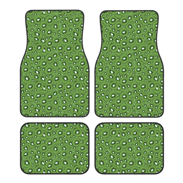 Balery Kiwi Fruit Juego de 4 Alfombrillas para Auto, Revestimientos de Caucho Resistente, Diseño Antideslizante
