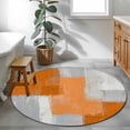 thumbnail image 3 of Round Area Rug 4 Ft, Orange Abstract Washable Non-Slip Circle Carpet for Living Room/Bedroom, Grey Geometric Oil Painting Vintage Gradient Low-Profile Crawling Mats Collection Rugs for Indoor, 3 of 8