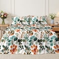 thumbnail image 6 of Flymme Watercolor Leaf Sheet Set Twin Size,Teal Green Orange Botanical Print Bed Sheets for Women Teens,Nature-Inspired Boho Bed Set for Bedroom Decor, 6 of 6