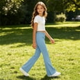 thumbnail image 6 of FAIWAD Girls Flare Leggings Stretch Elastic Waist Bootcut Yoga Dance Pants Kids School Uniform Pants, 6 of 9