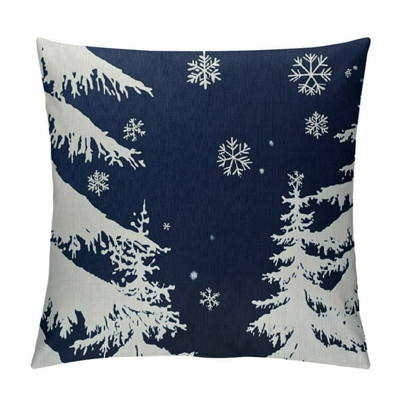 Creowell  Christmas Pillow Covers Navy Blue White Christmas Tree Snowflakes Decor Throw Pillows Winter Xmas Holiday Outdoor Cushion Cases for Couch Bed Decorations 12x12in