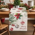 thumbnail image 5 of Christmas Table Runner Christmas Balls Snowflake Table Runners Pine Tree Branch Poinsettia Cotton Linen Dresser Scarf Kitchen Dining Table Decor for Christmas Holiday Party Decor 13x36 Inch, 5 of 9