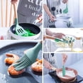 thumbnail image 4 of Premium Silicone Cookware Set, Heat Resistant, Wooden Handle, BPA Free, Non-Toxic Silicone Cookware, Green, 11-Piece Set, 4 of 5