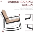 thumbnail image 3 of SUNCROWN 3-Piece Black Metal Outdoor Patio Rocking Bistro Set Brown, 3 of 4