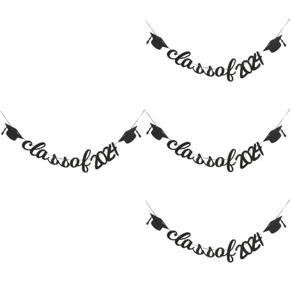 MLINS 4 Sets Graduation Decoration Decorative Banner Frame Sign Black
