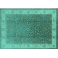 thumbnail image 1 of Ahgly Company Machine Washable Indoor Rectangle Oriental Turquoise Blue Traditional Area Rugs, 5' x 8', 1 of 4