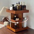 thumbnail image 3 of Cosmetic Storage Box, 360 Degree Rotating Makeup Organizer, Wooden Makeup Holder Cosmetic Rack For Countertop Living Room Bathroom Desktop, 3 of 7