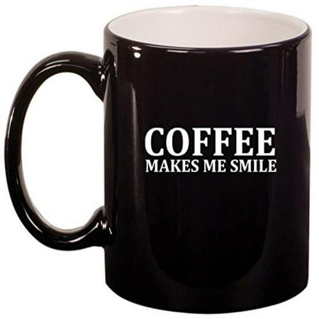 

Ceramic Coffee Tea Mug Coffee Makes Me Smile (Black)