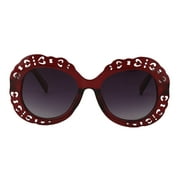 Hollow Carved Plastic Frame High Quality Vintage Ultraviolet-proof Sunglasses transparent red frame grey len