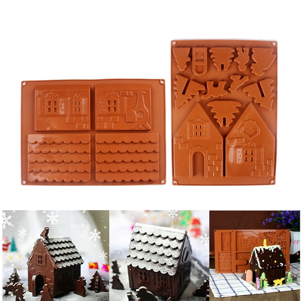 2pcs Silicone Cookie Mould Chocolate House Christmas Gingerbread House