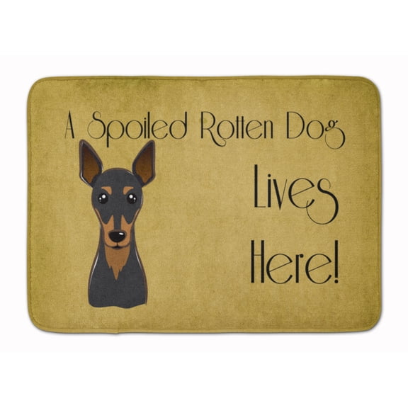 Carolines Treasures BB1488RUG Min Pin Spoiled Dog Lives Here Machine Washable Memory Foam Mat 19 X 27" multicolor