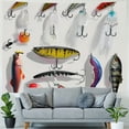 thumbnail image 4 of Orinice Fishing Lures Hook Digital Rendering Tapestry Wall Hanging Unique Style Graphic Design for Home Wall Decor Living Room Bedroom Apartment Dorm 60x50inch, 4 of 6