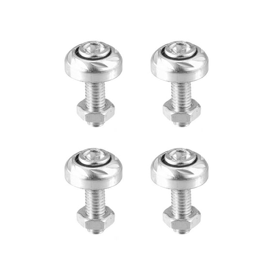 Aluminum Alloy License Plate Bolt Screw Nuts for Car Motorcycle Silver Tone 4 Pcs