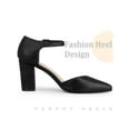 thumbnail image 3 of BLISSFUL STEP Ankle Strap Pointy Toe Chunky Heel Pumps for Women Black 8.5, 3 of 6