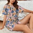 thumbnail image 6 of Bixox Women's Lilies Flowers Printed Pajama Set 2 Piece Lounge Set Top and Shorts Soft Pajamas, Shorts with Pockets, 6 of 7