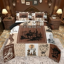 Feelyou Hippie Tribal Cowboy Bedding Comforter Set, Gothic Western Skeleton Twin Comforter Sets, Teens Kids Boys Girls Reversible Bedding Set, Microfiber Bedroom Decor, 2pcs