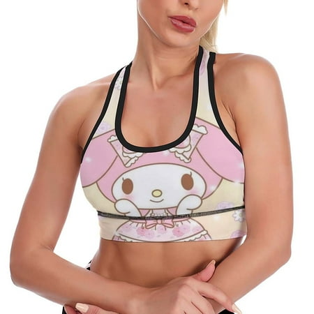 My Melody Pink Women s Sports Bras Padded Crop Top Workout Slimming Yoga Tank Tops Camisole Vest Activewear Fitness Running Racerback With Built In Bra