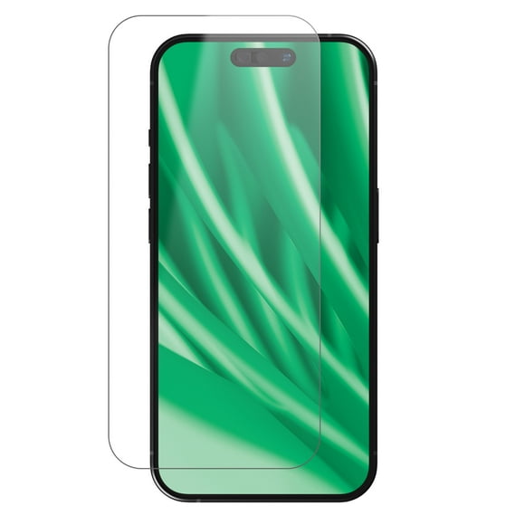 onn Protecteur d’écran en verre Corning pour iPhone® 16 / 15 / 14 Pro, fabriqué avec du verre résistant de Corning🅪, avec plateau d’installation facile