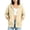Beige, variant on Oversized Shacket For Women, 3/4 Sleeve Solid Color Jacket With Zipper & Drawstring, Casual Loose Fit Woven Top, Trendy Womens Summer Jacket Yellow M