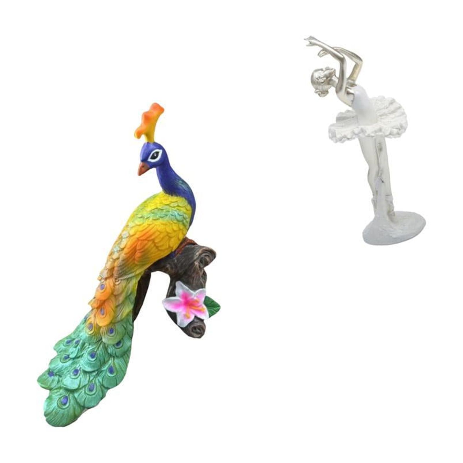 CarpNettore Peacock Ballerina Sculpture Figurine Decorative Garden Ornament Crafts Statue for Home Bedroom Yard Modern Dancing Girl Art Entrance