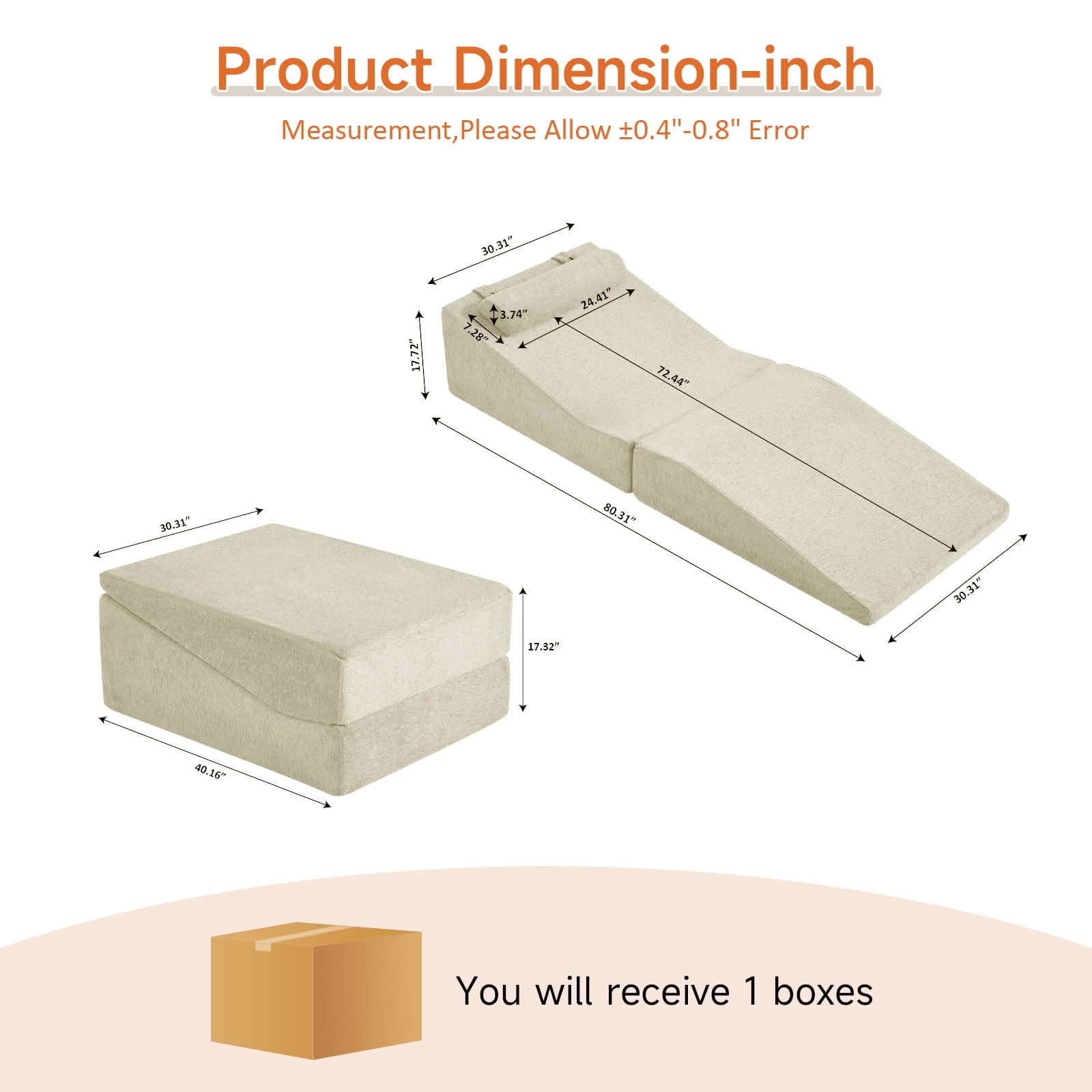 MAYEERTY High-Density Sponge Foldable Tatami Sofa Bed Multi-Use Lounge Chair No Assembly