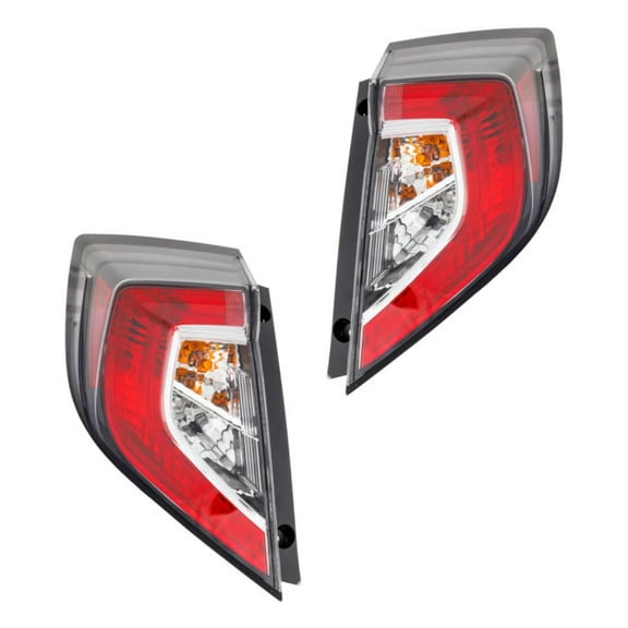 For Honda Civic 2017 18 19 20 2021 Tail Light Driver And Passenger Side | Pair | Outer | LED | Clear and Red Lens | Hatchback | Replacement For HO2804116, HO2805116 | 33550-TGG-A02, 33500-TGG-A02