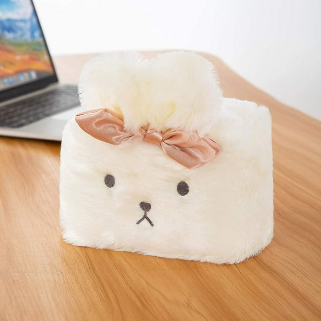 Tissue Holder Decorative, Cute Tissue Box Cover, Fluffy Plush Cover, Home décor, Office Desk Decoration, car Accessories, Bunny, Rabbit