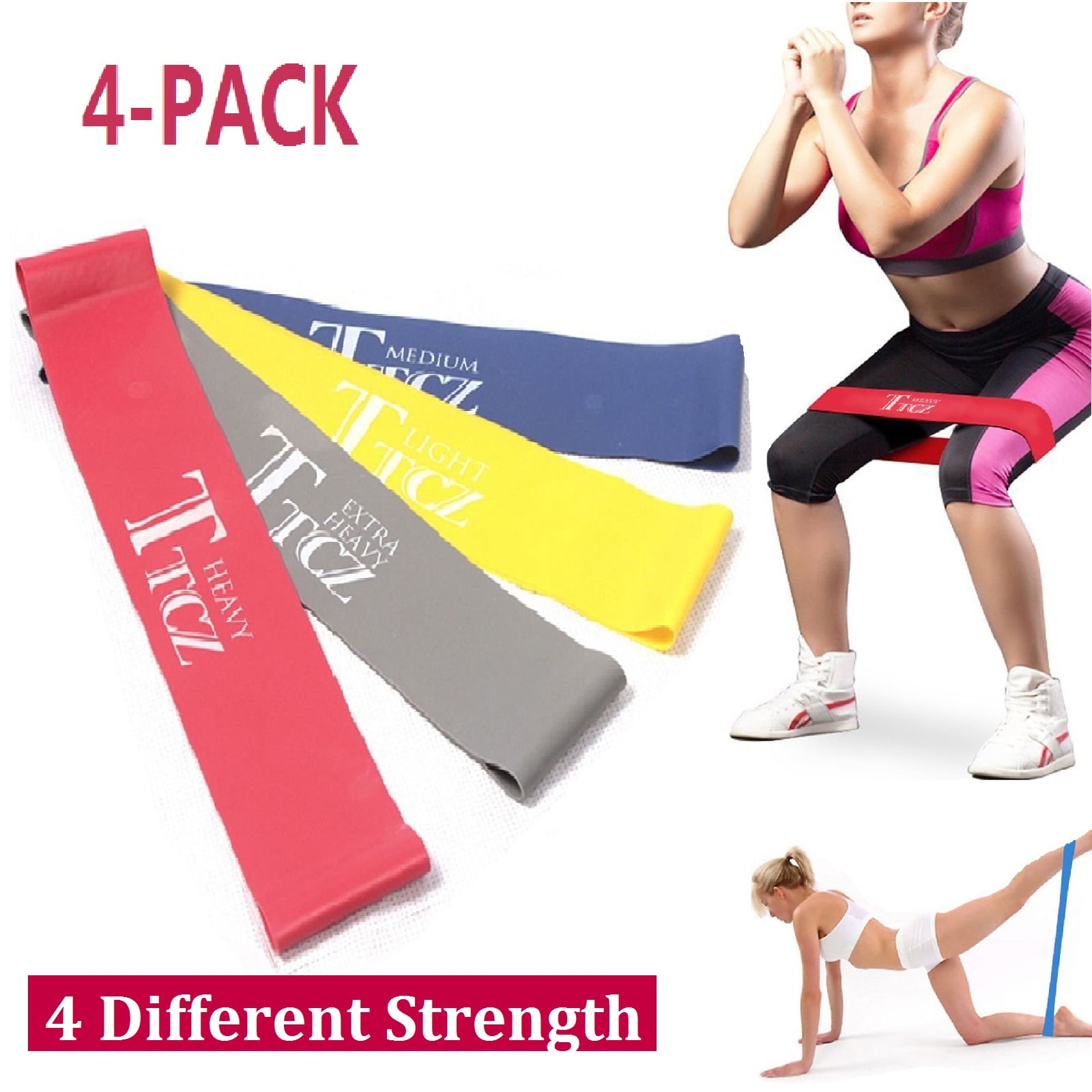 Set of 4 Heavy Duty Resistance Yoga-bands loop Exercise Fitness Workout Band Gym 