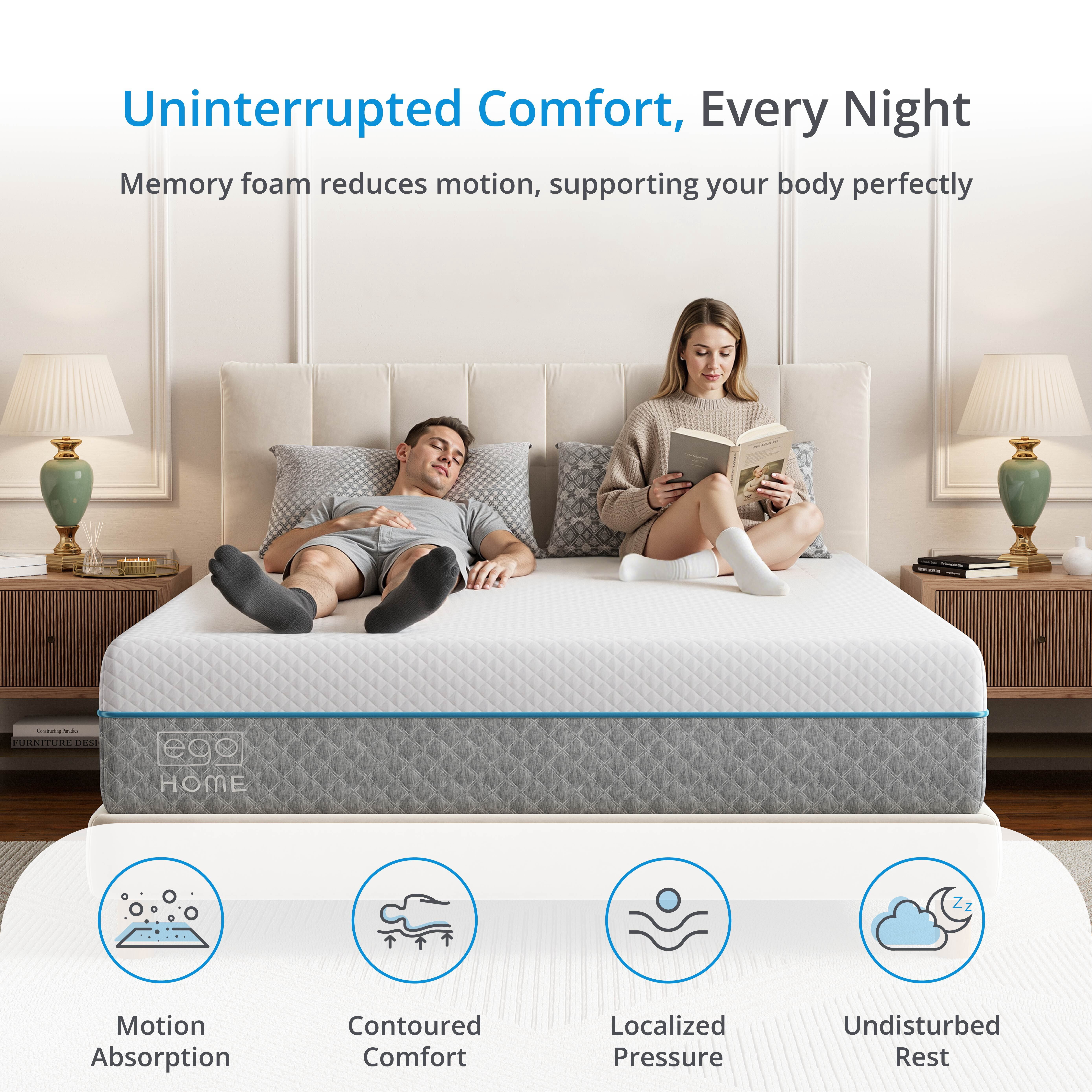 EGOHOME 14 inch Twin Mattress in a Box, Cooling Gel Memory Foam Mattress, Medium Firm