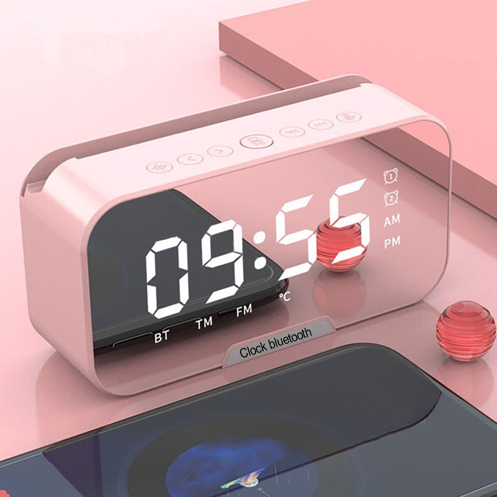 RKSTN Bluetooth Speakers Apartment Essentials New Mirror Clock Alarm