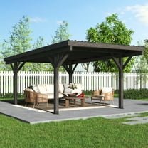 AECOJOY 17x12ft Wooden Carport Garage Outdoor Gazebo Wooden Pergola for Backyard, Coffee