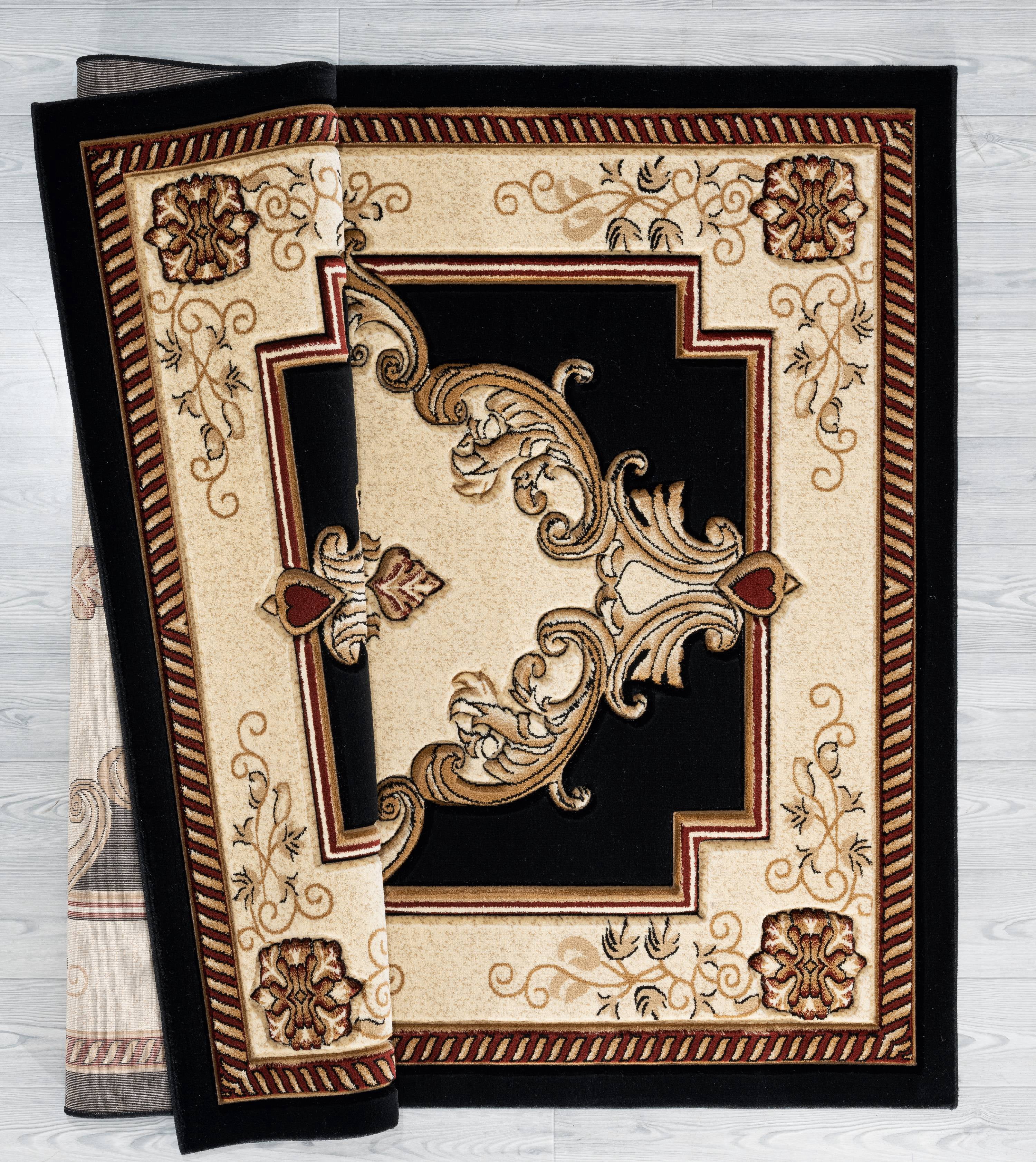 United Weavers Drachma Patras Traditional Medallion Area Rug, Black, 7'10" x 7'10"