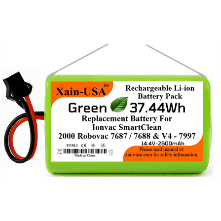 Replacement Battery for Ionvac SmartClean 2000 Robovac 7687 / 7688 and Ionvac SmartClean V4 (7997) Robot Vacuum Cleaners 14.4V - 2600mAh  (37.4Wh) with Built-in Battery Management System (BMS)