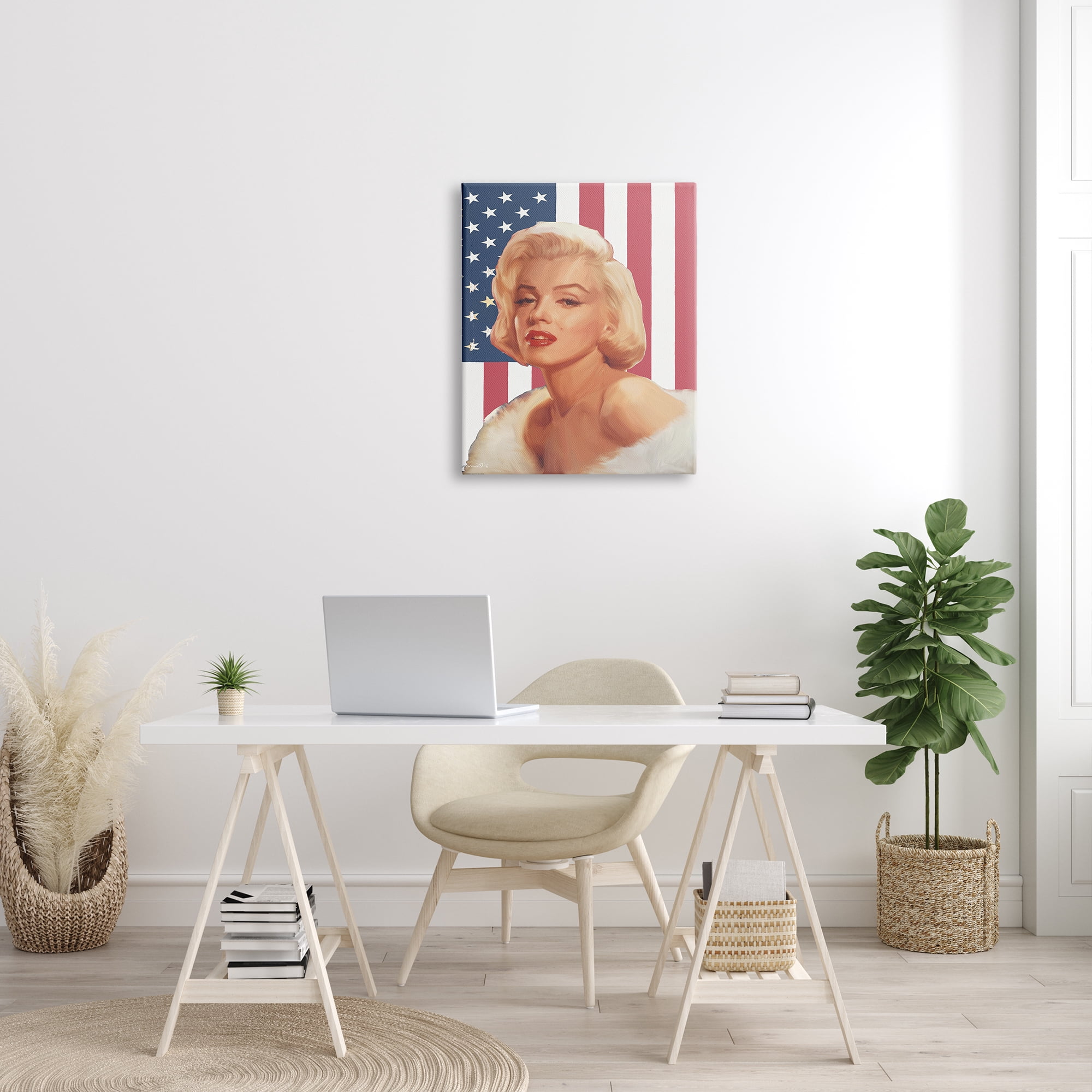 Stupell Industries Vintage Americana Icon Marilyn over US Flag, 24 x 30, Design by Chris Consani
