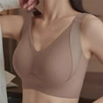 thumbnail image 3 of Women's Solid Four-Breasted Adjustable Wireless Bra, Floralshe Brasier, Seamless Full Coverage Ribbed Bralettes, 3 of 7