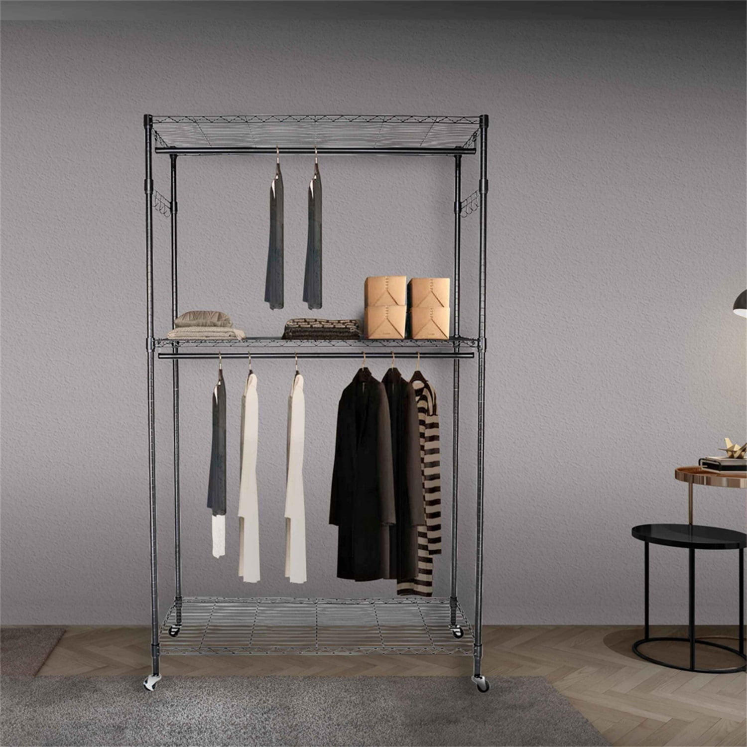 Lowestbest 2 Tier Rod Closet Organizer, Black Lowestbest 2 Tier Rod Closet Organizer, Black