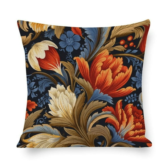 Pillow Case Colorful Mediterranean Vintage Floral Pattern Farmhouse Pillow Covers Shabby Chic Floral Accent Pillows 16"x16" for Couch Sofa Bed