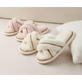 thumbnail image 3 of MAOYA Women's Cross Band Slippers with Memory Foam Insole Fuzzy Soft Fluffy Open Toe House Shoes Comfy Indoor Outdoor Slip On Breathable, 3 of 5