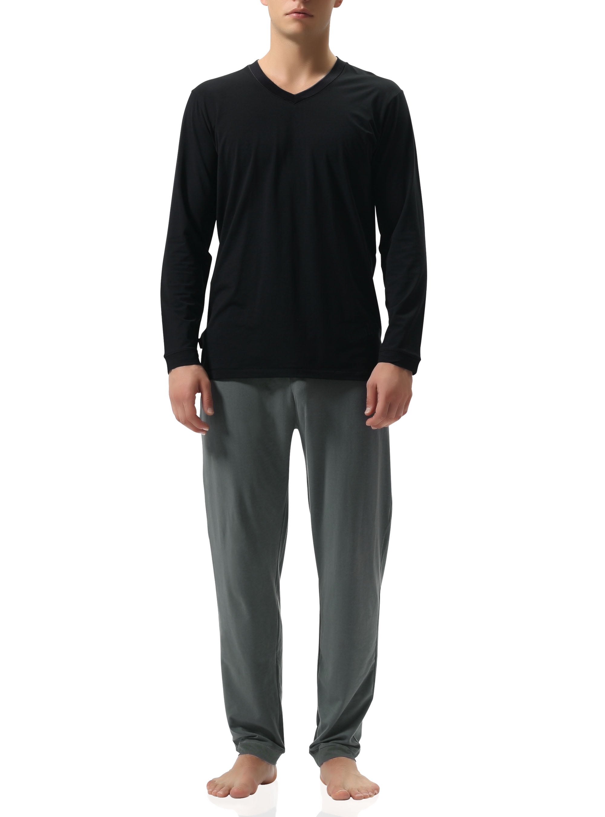 DAVID ARCHY Adult Men's Sleepwear Comfort Soft Cotton Long Sleeve ...