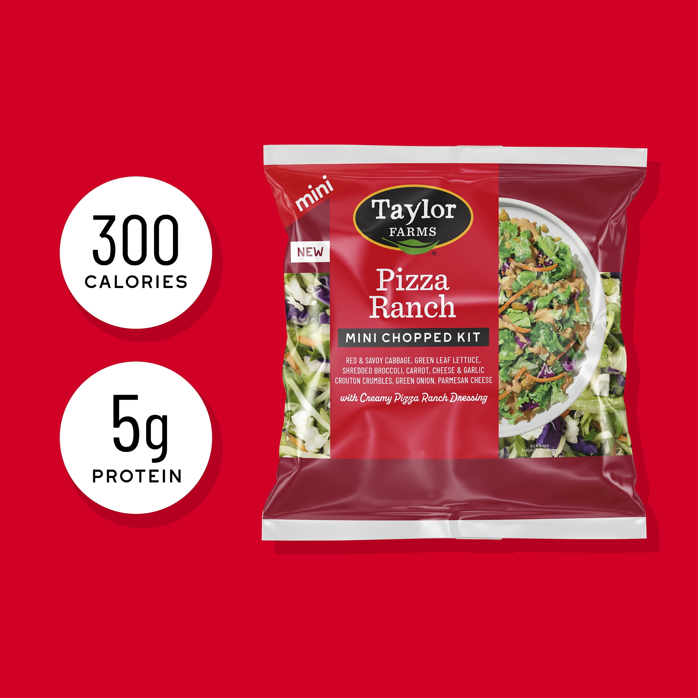 Taylor Farms Pizza Ranch Mini Salad Kit, 4.67 oz Bag, Fresh