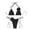 Black, variant on WIZUTIZ Bathing Suits for Women Hanging Neck Self Tie Push Up Swim Top with Tie Side Panties Rose Low Rise Underwear High Leg Thong Solid Bathing Suit Sleeveless V-Neck Swimsuit 2 Piece Travel Black
